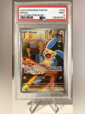 Pokémon TCG: Paradox Rift - MINUN 194/182 - PSA MINT 9